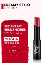 Flormar Creamy Stylo Yüksek Pigmentli & Yarı Parlak Bitişli Kremsi Ruj 008 Red - 2