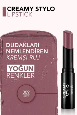 Flormar Creamy Stylo Yüksek Pigmentli & Yarı Parlak Bitişli Kremsi Ruj 009 Grape - 2