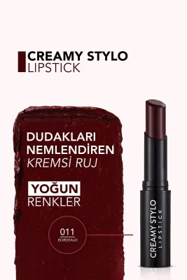 Flormar Creamy Stylo Yüksek Pigmentli & Yarı Parlak Bitişli Kremsi Ruj 011 Bordeaux - 2