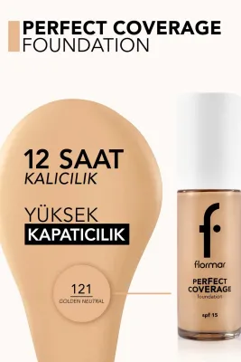 Flormar Perfect Coverage Yüksek Pigmentli & Yarı Parlak Bitişli SPF15 Fondöten 121 - 2