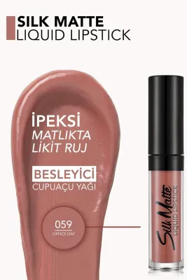 Flormar Silk Matte Yüksek Pigmentli & Mat Bitişli Nemlendirici Likit Ruj 059 Office Day - 2