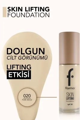 Flormar Skin Lifting Sıkılaştırıcı Bakım Yapan Kremsi Dokulu SPF 30 Fondöten 020 - 2