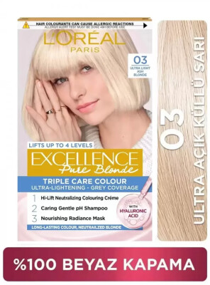 Loreal Paris Excellence Pure Blonde 03 Ultra Açık Küllü Sarı - Excellence