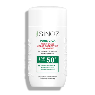 Sinoz Spf50+ Pure Cica Tiger Grass Anında Ton Eşitleyici Sıvı Güneş Kremi - Mineral Filtre 50 ml - 1